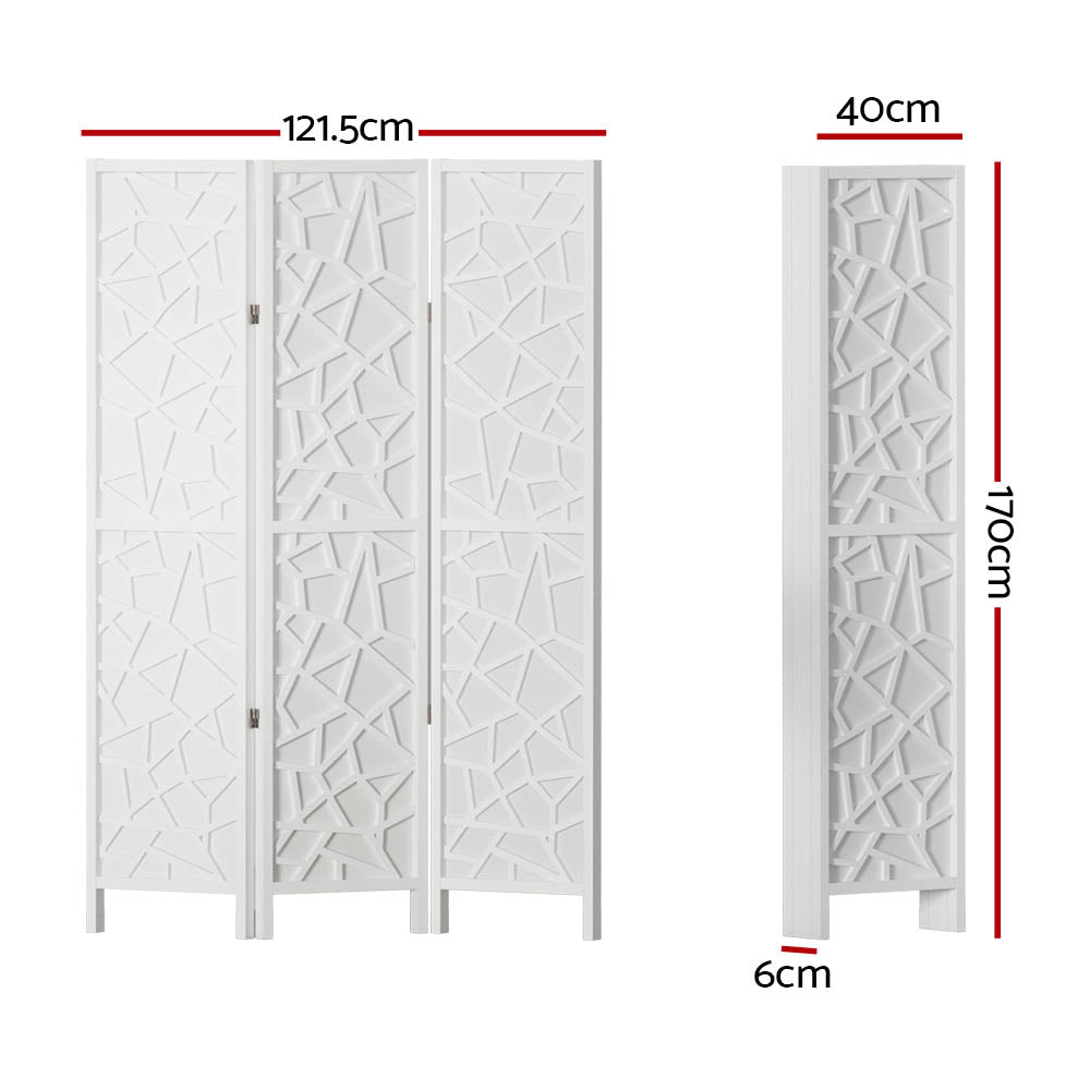 Artiss 3 Panel Room Divider Screen 122x170cm Clover White RD-4016-3P-WH
