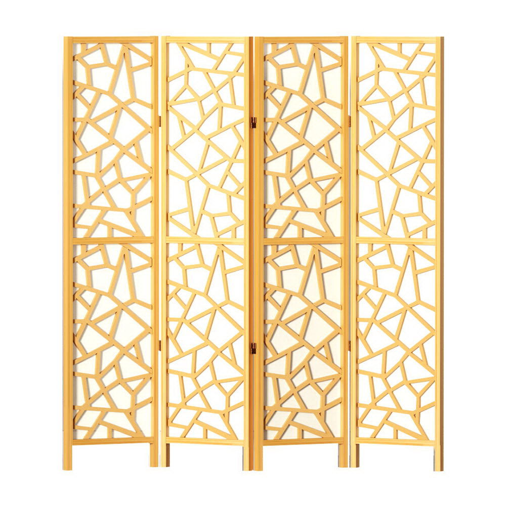 Artiss 4 Panel Room Divider Screen 162x170cm Clover Natural RD-4016-4P-NT