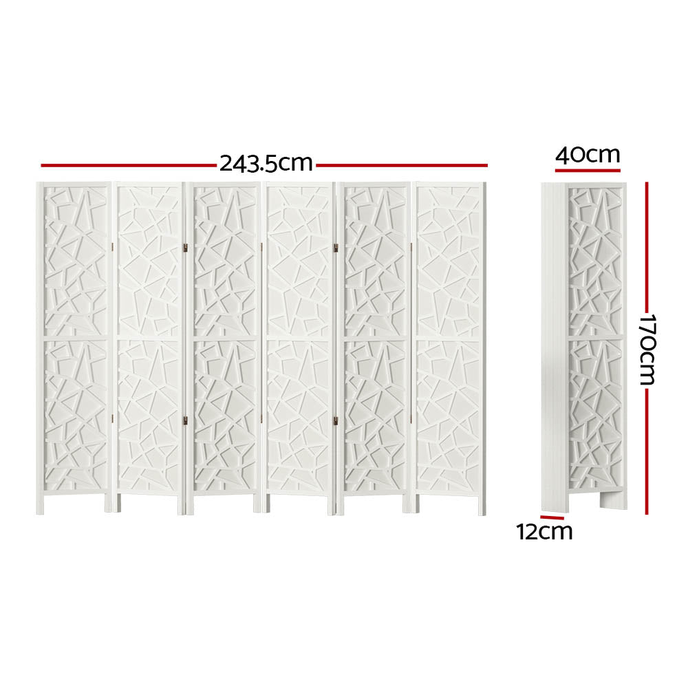 Artiss 6 Panel Room Divider Screen 244x170cm Clover White RD-4016-6P-WH