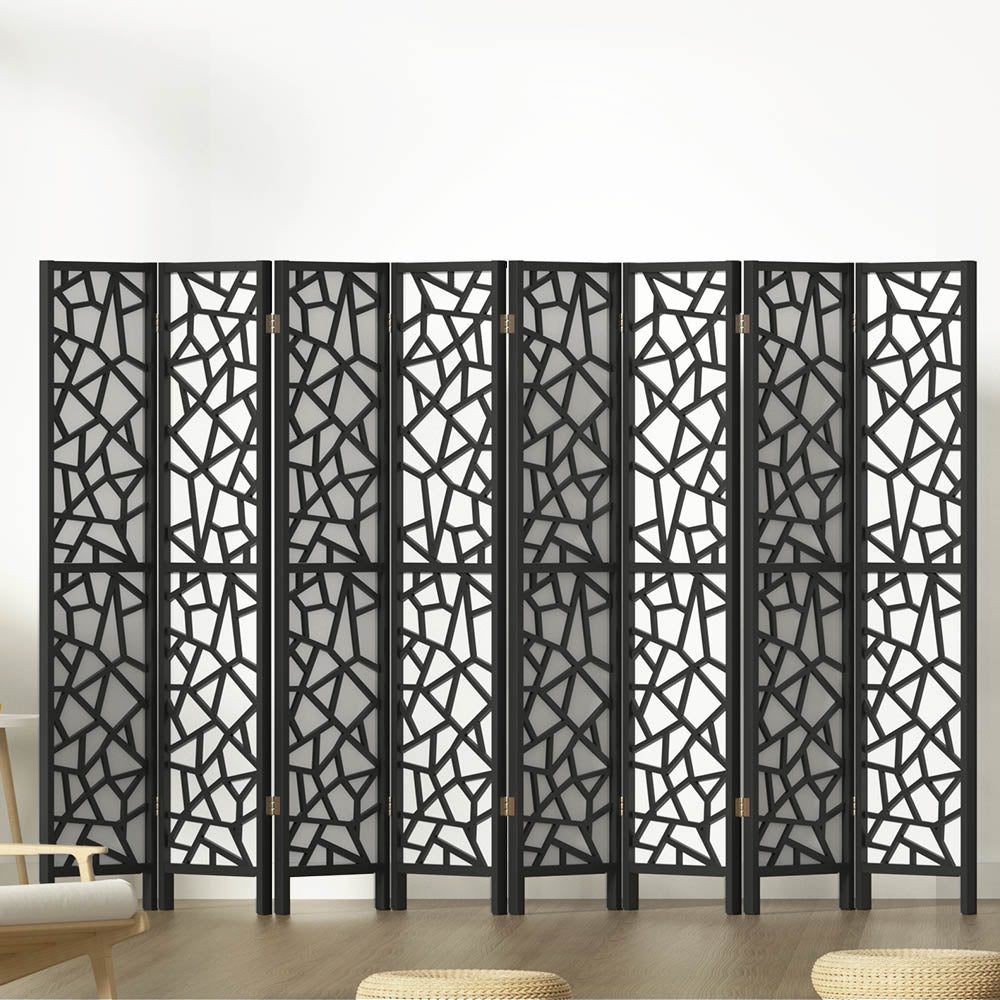 Artiss 8 Panel Room Divider Screen 325x170cm Clover Black RD-4016-8P-BK