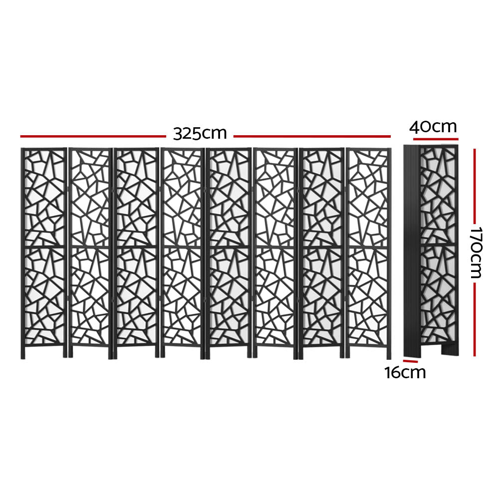 Artiss 8 Panel Room Divider Screen 325x170cm Clover Black RD-4016-8P-BK