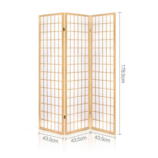 Artiss 3 Panel Room Divider Screen 131x179cm Natural RD-4019-3P-NT
