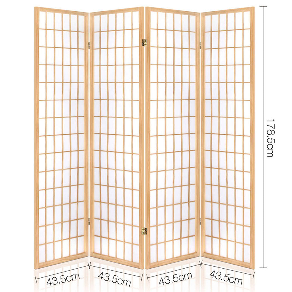 Artiss 4 Panel Room Divider Screen 174x179cm Natural RD-4019-4P-NT