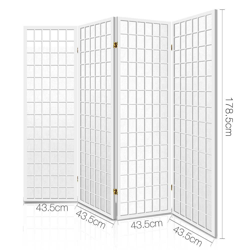 Artiss 4 Panel Room Divider Screen 174x179cm White RD-4019-4P-WH
