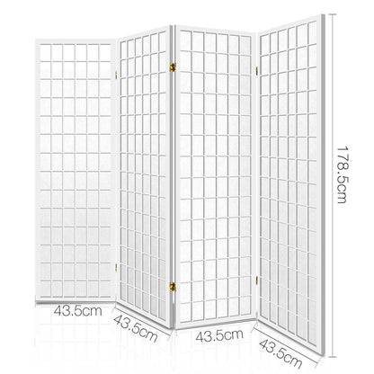Artiss 4 Panel Room Divider Screen 174x179cm White RD-4019-4P-WH