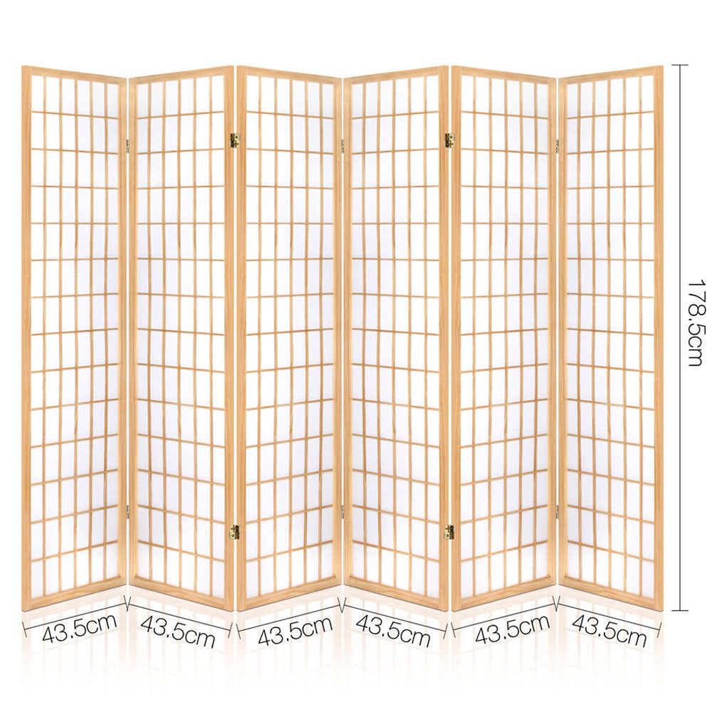 Artiss 6 Panel Room Divider Screen 261x179cm Natural RD-4019-6P-NT-AB
