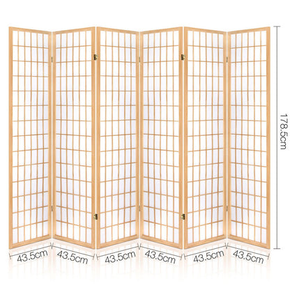 Artiss 6 Panel Room Divider Screen 261x179cm Natural RD-4019-6P-NT-AB