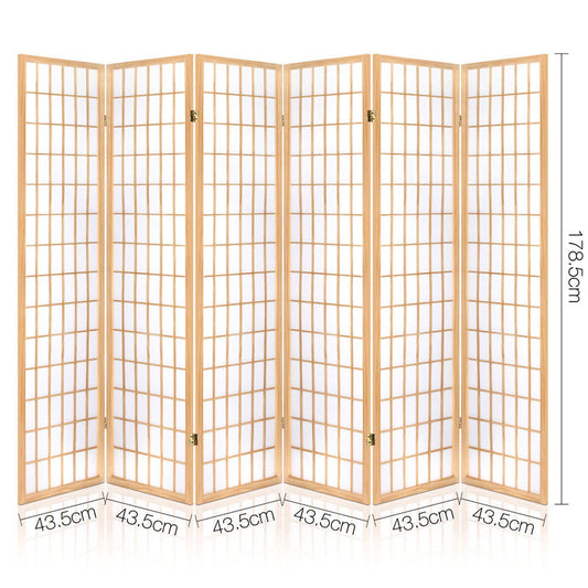 Artiss 6 Panel Room Divider Screen 261x179cm Natural RD-4019-6P-NT-AB