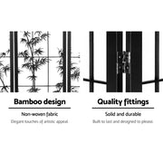 Artiss 4 Panel Room Divider Screen 174x179cm Bamboo Black White RD-5019-4P-BK