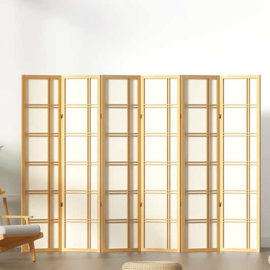 Artiss 6 Panel Room Divider Screen 265x179cm Nova Natural RD-7001-6P-NT