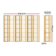 Artiss 6 Panel Room Divider Screen 265x179cm Nova Natural RD-7001-6P-NT