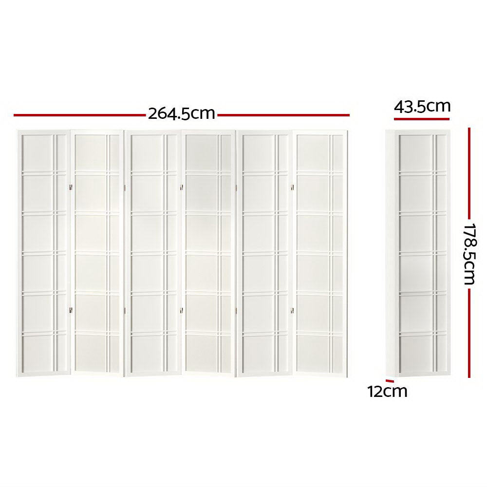 Artiss 6 Panel Room Divider Screen 265x179cm Nova White RD-7001-6P-WH