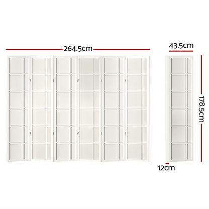 Artiss 6 Panel Room Divider Screen 265x179cm Nova White RD-7001-6P-WH
