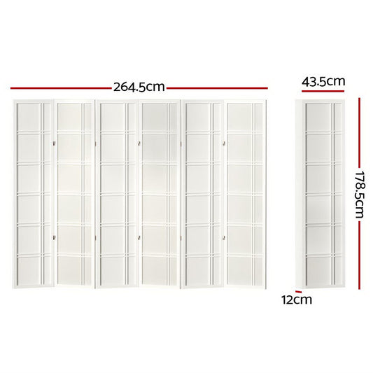 Artiss 6 Panel Room Divider Screen 265x179cm Nova White RD-7001-6P-WH