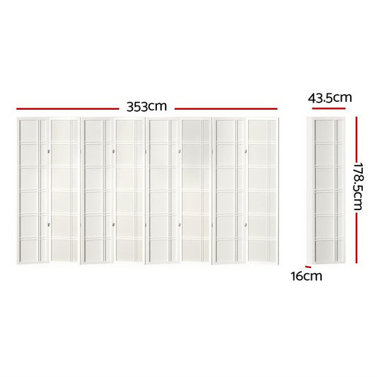 Artiss 8 Panel Room Divider Screen 353x179cm Nova White RD-7001-8P-WH