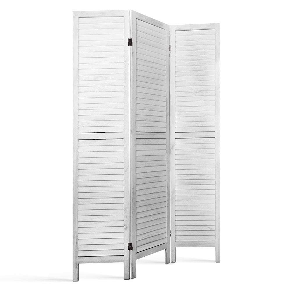 Artiss 3 Panel Room Divider Screen 120x170cm Louver White RD-B-0539-3P-WH