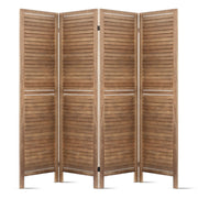 Artiss 4 Panel Room Divider Screen 160x170cm Louver Oak RD-B-0539-4P-BR