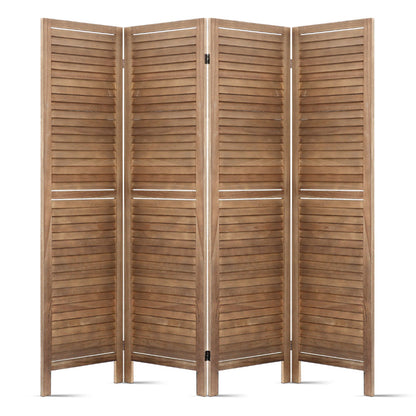 Artiss 4 Panel Room Divider Screen 160x170cm Louver Oak RD-B-0539-4P-BR