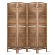 Artiss 4 Panel Room Divider Screen 160x170cm Louver Oak RD-B-0539-4P-BR