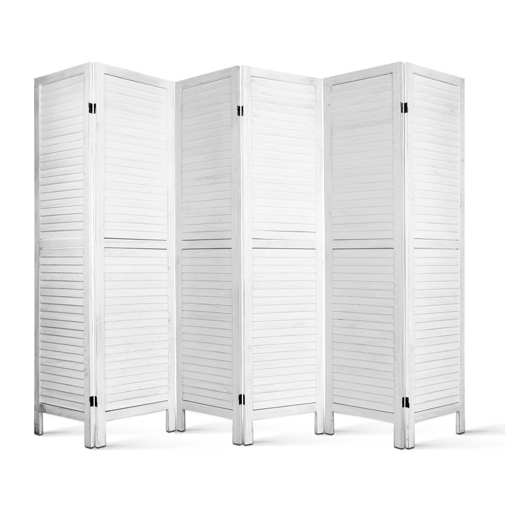 Artiss 6 Panel Room Divider Screen 245x170cm Louver White RD-B-0539-6P-WH-AB