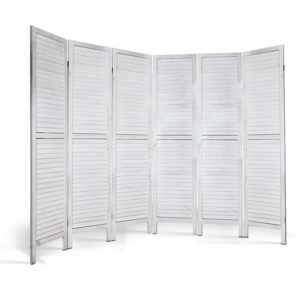 Artiss 6 Panel Room Divider Screen 245x170cm Louver White RD-B-0539-6P-WH-AB