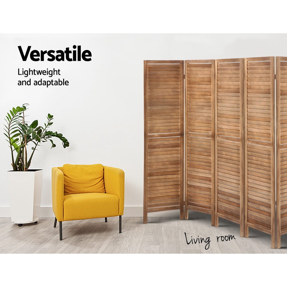 Artiss 8 Panel Room Divider Screen 326x170cm Louver Oak RD-B-0539-8P-BR