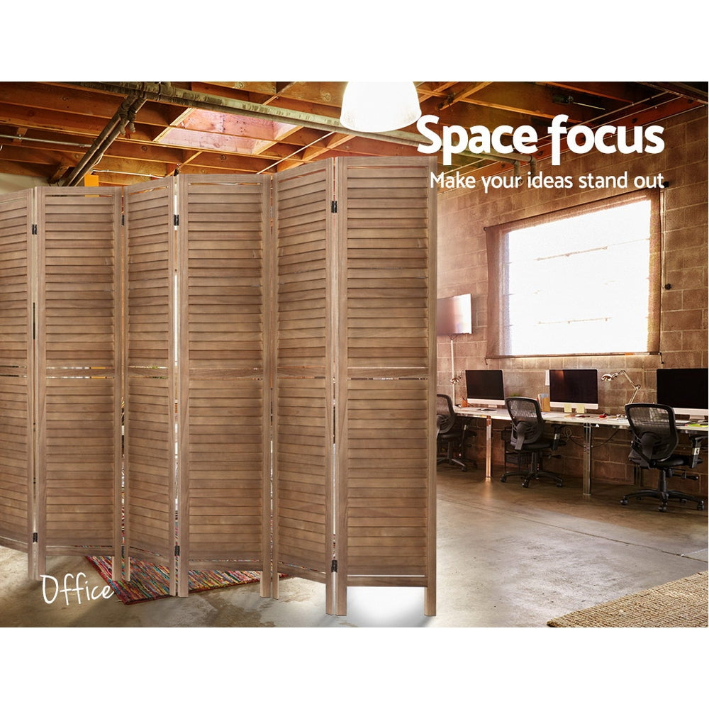 Artiss 8 Panel Room Divider Screen 326x170cm Louver Oak RD-B-0539-8P-BR