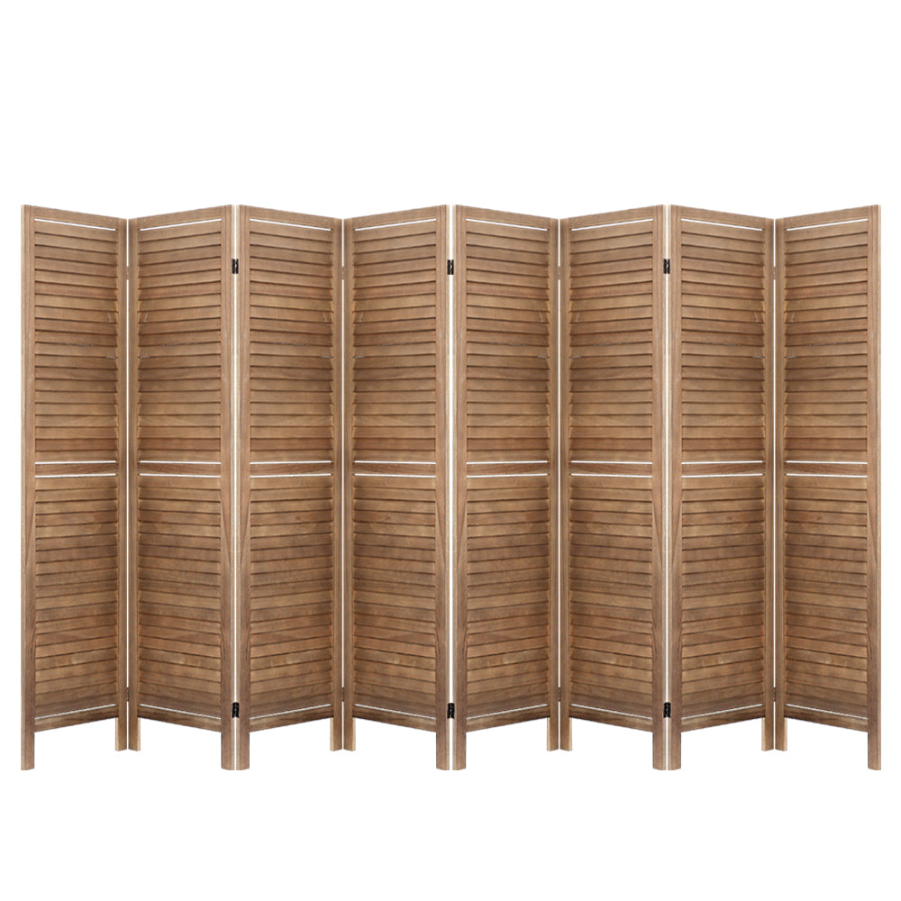Artiss 8 Panel Room Divider Screen 326x170cm Louver Oak RD-B-0539-8P-BR