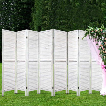 Artiss 8 Panel Room Divider Screen 326x170cm Louver White RD-B-0539-8P-WH