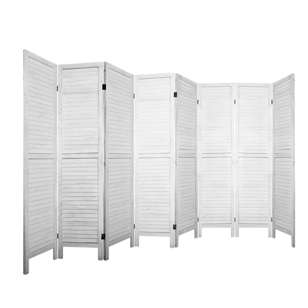 Artiss 8 Panel Room Divider Screen 326x170cm Louver White RD-B-0539-8P-WH