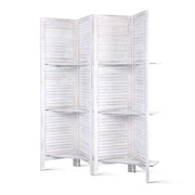 Artiss 4 Panel Room Divider Screen 163x170cm Shelf White RD-B-0590-4P-WH