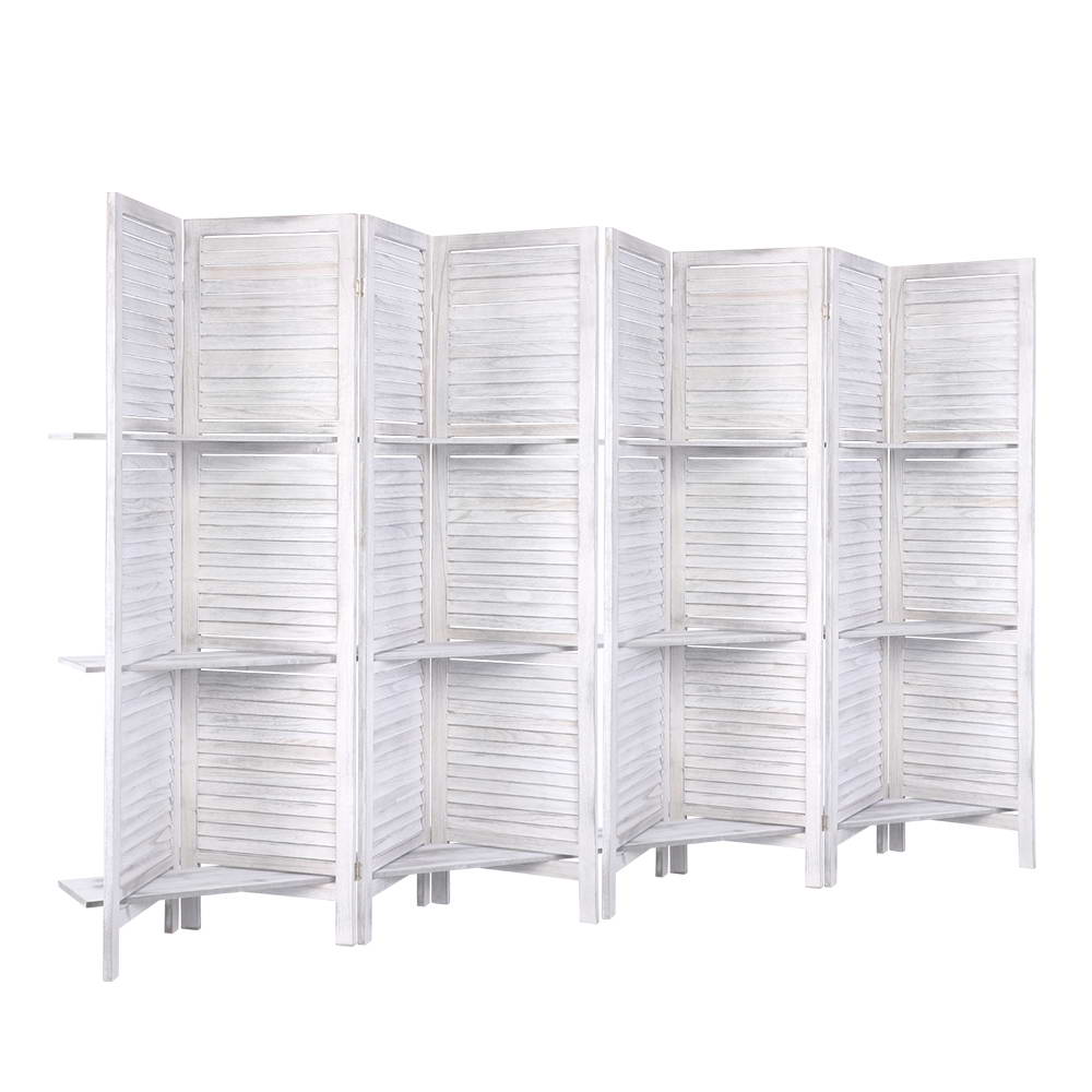 Artiss 8 Panel Room Divider Screen 326x170cm Shelf White RD-B-0590-8P-WH