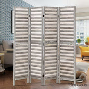 Artiss 4 Panel Room Divider Screen 163x170cm Louver Grey RD-B-4089-4P-GY