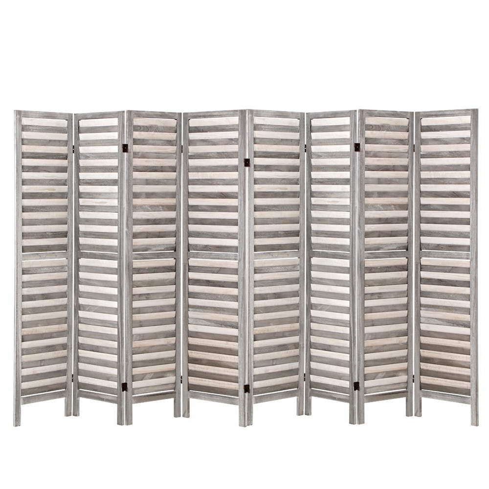 Artiss 8 Panel Room Divider Screen 326x170cm Louver Grey RD-B-4089-8P-GY