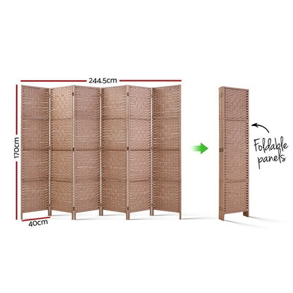 Artiss 6 Panel Room Divider Screen 245x170cm Woven Natural RD-C-8001-6P-NT
