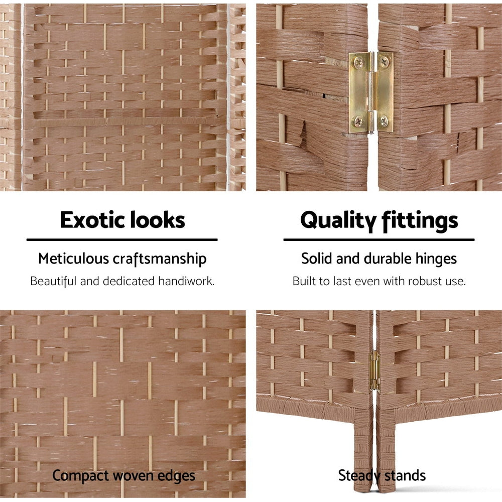 Artiss 8 Panel Room Divider Screen 326x170cm Woven Natural RD-C-8001-8P-NT