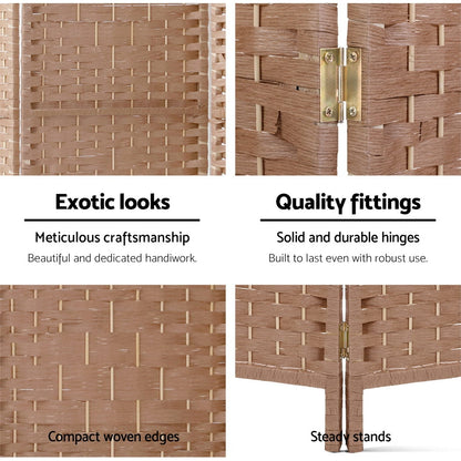 Artiss 8 Panel Room Divider Screen 326x170cm Woven Natural RD-C-8001-8P-NT