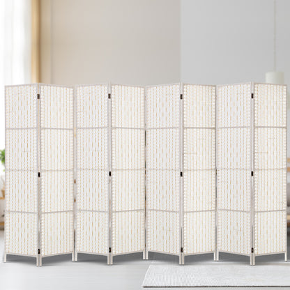 Artiss 8 Panel Room Divider Screen 326x170cm Woven White RD-C-8001-8P-WH