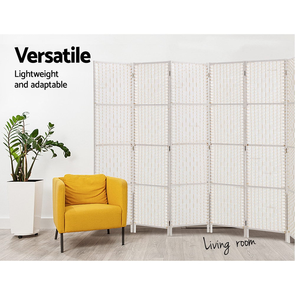 Artiss 8 Panel Room Divider Screen 326x170cm Woven White RD-C-8001-8P-WH