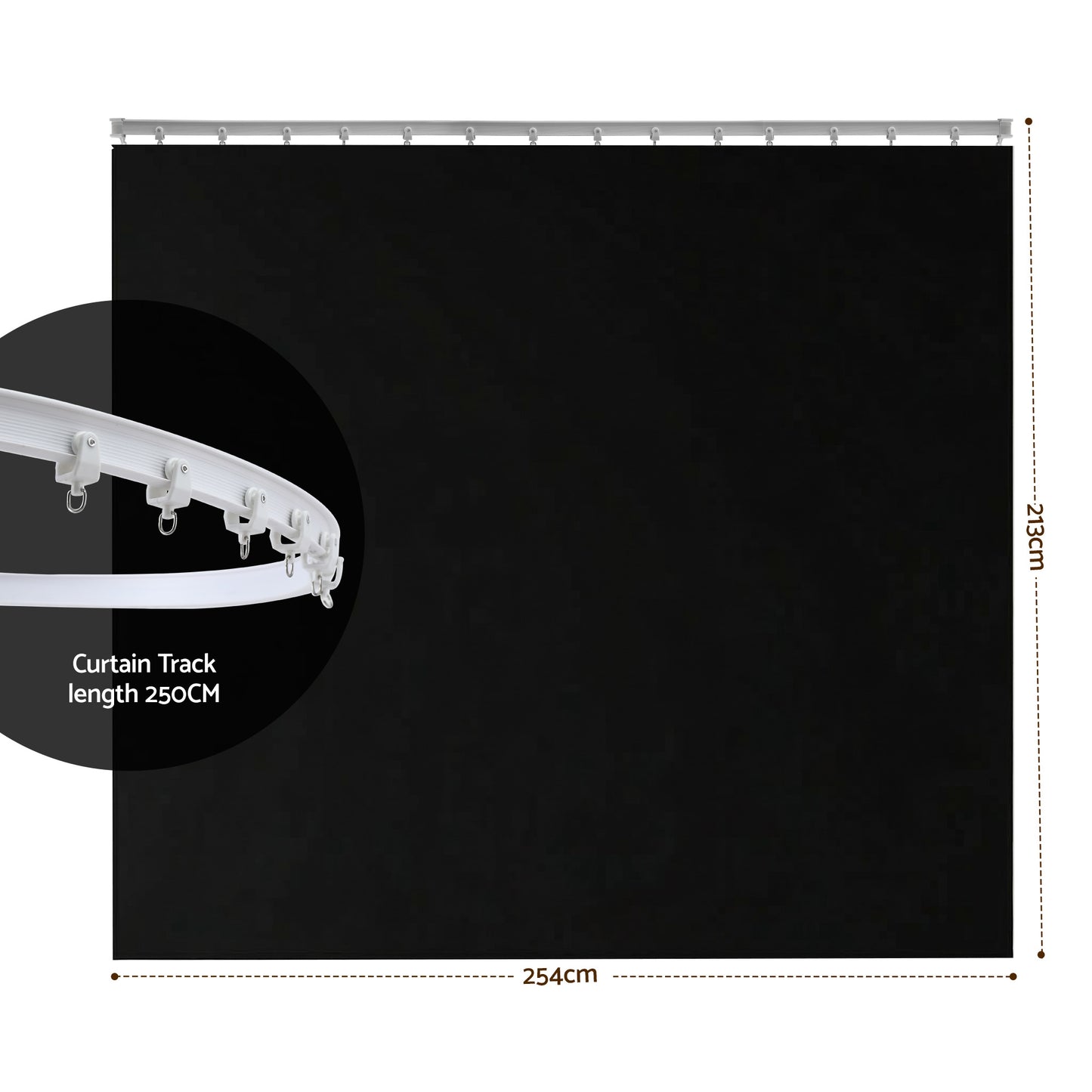 Artiss Room Divider Curtain Ceiling Mounted Track Sets Flexible Black RD-D-254X213-BK
