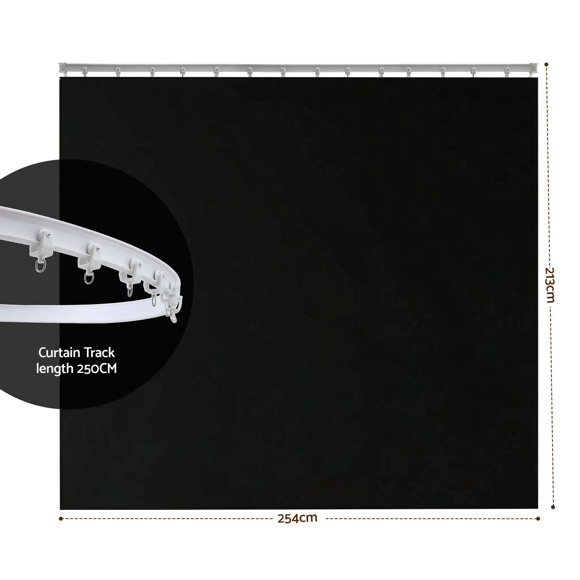 Artiss Room Divider Curtain Ceiling Mounted Track Sets Flexible Black RD-D-254X213-BK