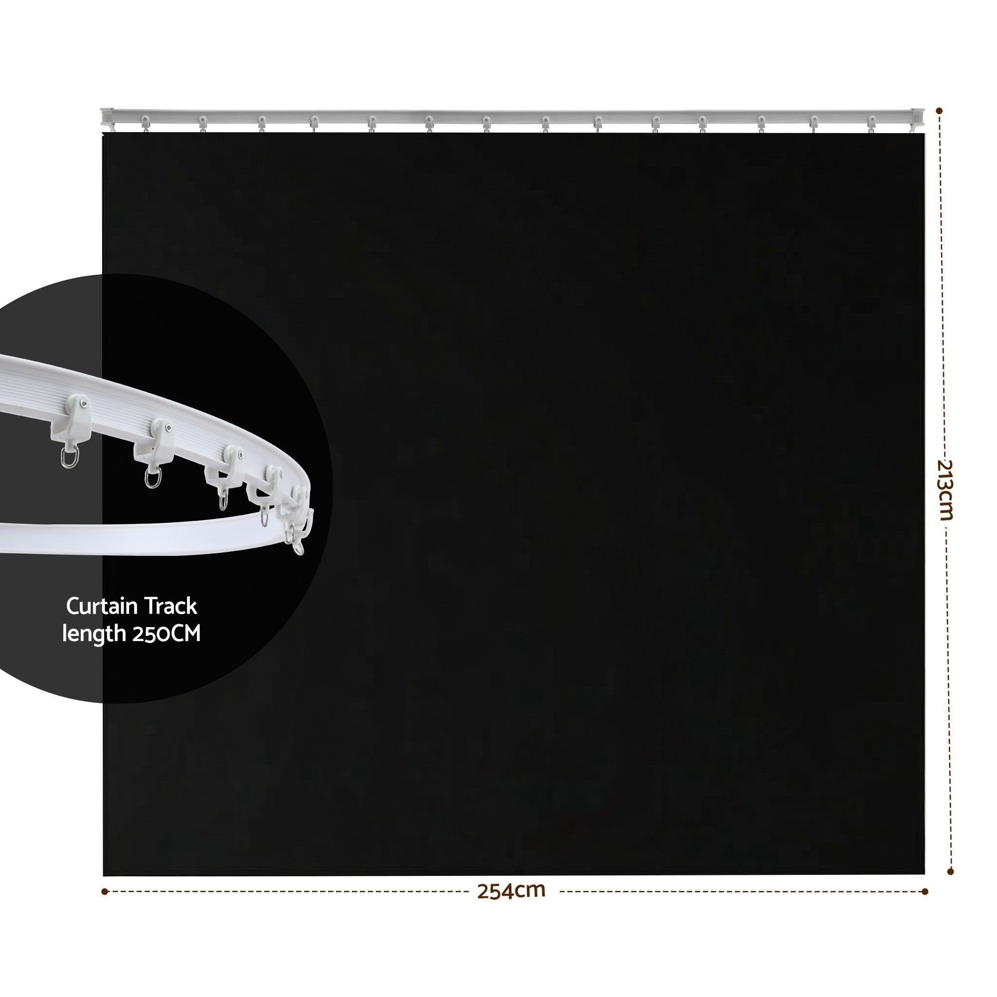 Artiss Room Divider Curtain Ceiling Mounted Track Sets Flexible Black RD-D-254X213-BK