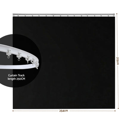 Artiss Room Divider Curtain Ceiling Mounted Track Sets Flexible Black RD-D-254X213-BK