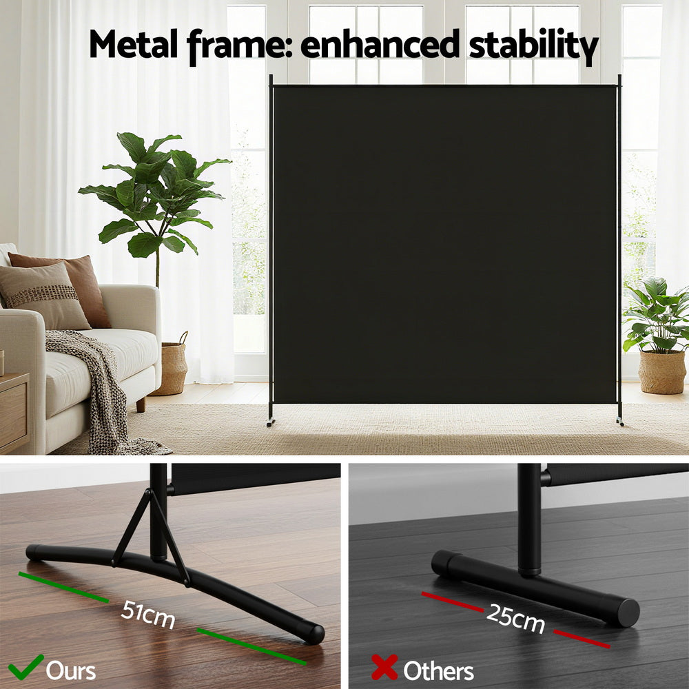 Artiss Room Divider Screen 175x180cm Fabric Black RD-D-PLY-175-BK