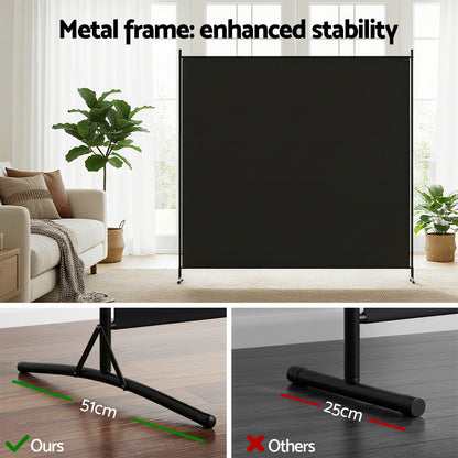 Artiss Room Divider Screen 175x180cm Fabric Black RD-D-PLY-175-BK