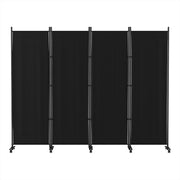 Artiss 4 Panel Room Divider Screen 217cm Wheel Fabric Black RD-D-PLY-217-WHEEL-BK