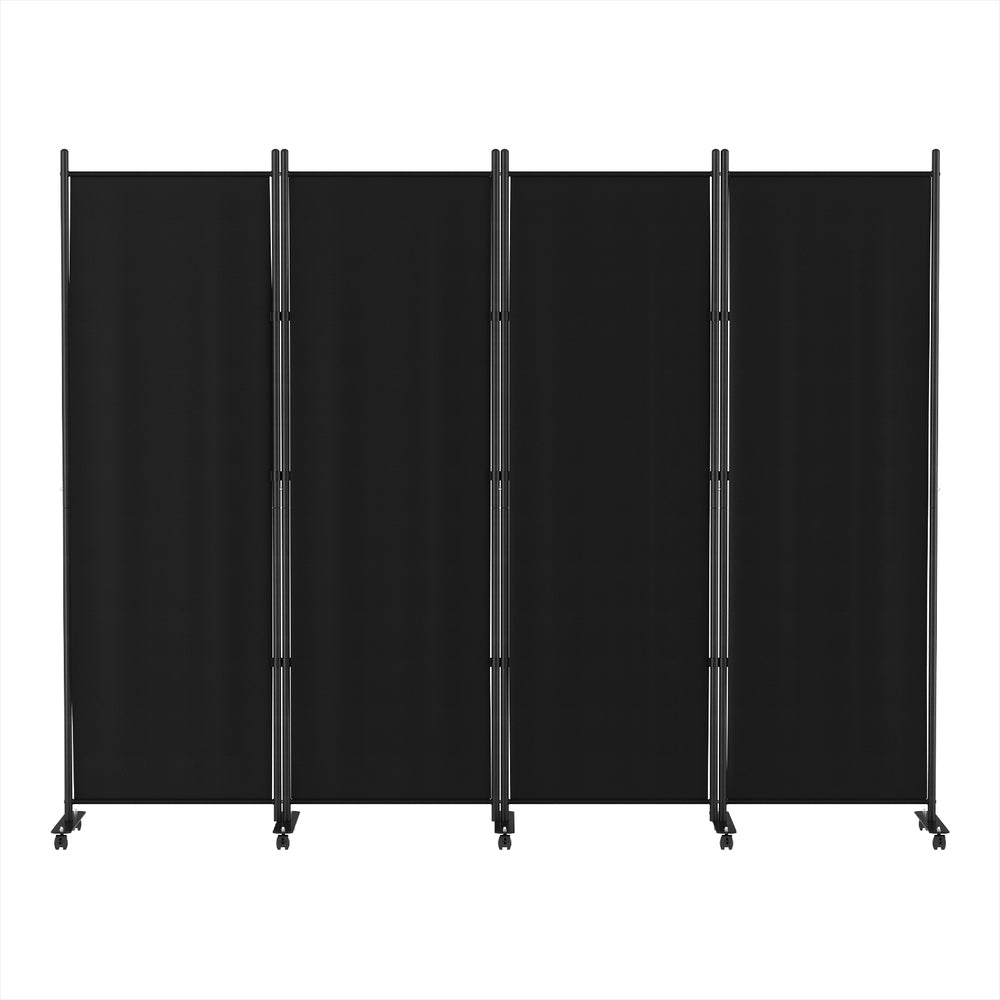 Artiss 4 Panel Room Divider Screen 217cm Wheel Fabric Black RD-D-PLY-217-WHEEL-BK