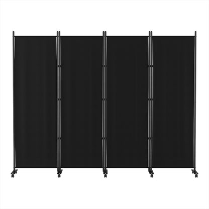 Artiss 4 Panel Room Divider Screen 217cm Wheel Fabric Black RD-D-PLY-217-WHEEL-BK