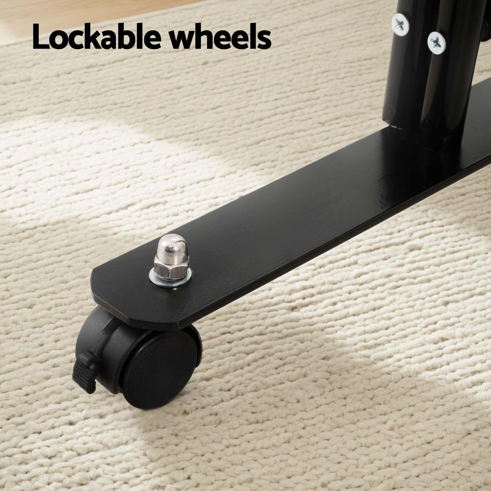 Artiss 4 Panel Room Divider Screen 217cm Wheel Fabric Black RD-D-PLY-217-WHEEL-BK