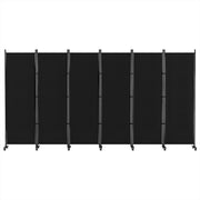 Artiss 6 Panel Room Divider Screen 323cm Wheel Fabric Black RD-D-PLY-323-WHEEL-BK